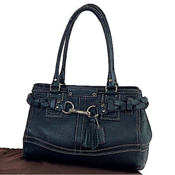 COACH HAMPTON COLLECTION Black Pebbled Leather Shoulder Bag LIKE NEW CONDITION - Picture 1 of 16